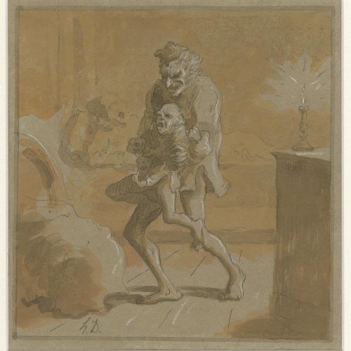 Bei der Zeichnung handelt es sich um eine  vermutlich in betrügerischer Absicht hergestellte Fälschung der Originalvorlage von Honoré Daumier.