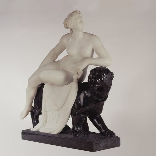 Polylithe, größenreduzierte Version der 1803 entworfenen und 1804-1814 in Marmor umgesetzten Gruppe, ausgeführt unter Mitwirkung mehrerer Dannecker-Mitarbeiter und (ehemaliger) -Schüler für den Herzog von Oldenburg